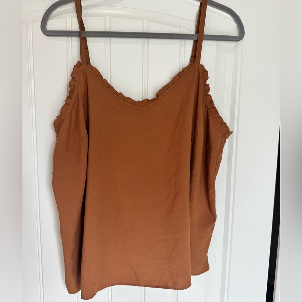 Old Navy Ruffle Trim Camisole Tank Top XL Rust Brown NWT